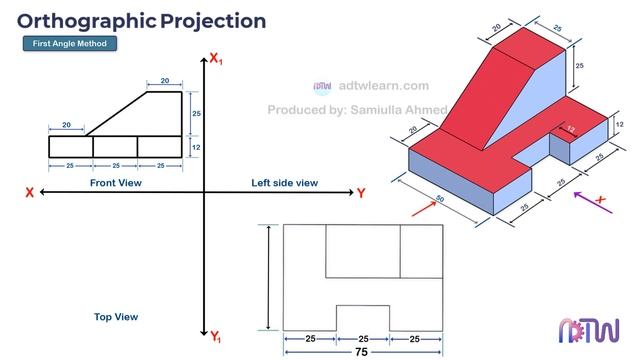 Orthographic Projection from isometric view in Engineering drawing смотреть онлайн