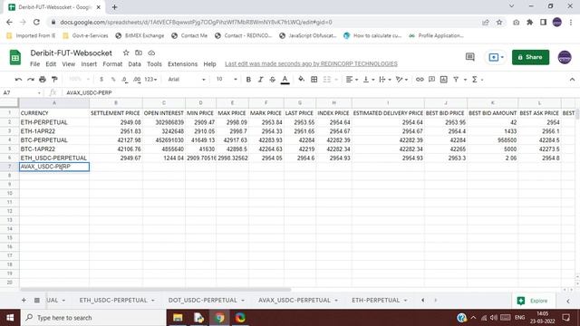 Google Sheet Websocket Addon for Deribit.com Exchange for future market. смотреть онлайн