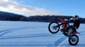 Хард эндуро зима, на шипах по льду на ктм