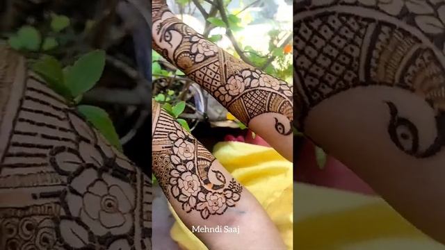 Floral Bridal Mehndi on Real Bride | Rose bridal mehendi design shorts | Bridal Henna Design Video смотреть онлайн