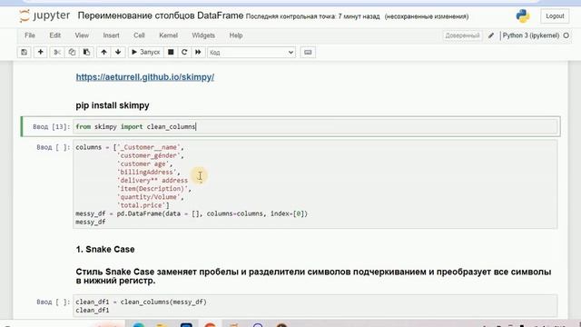 Изменение имен столбцов DataFrame. RENAME, REPLACE + SKIMPY (clean_columns) смотреть онлайн