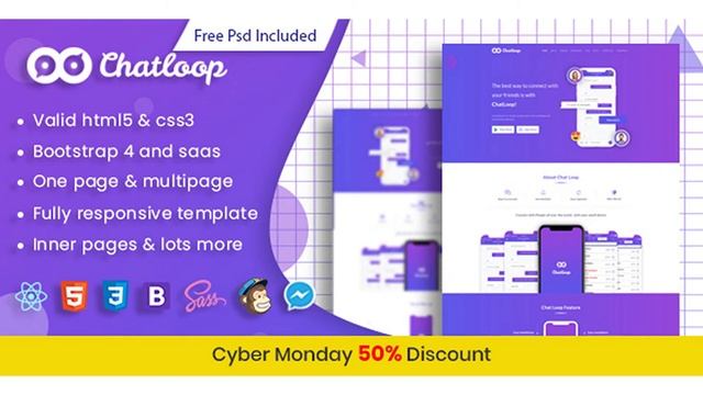 Chatloop - React App Landing Page | Themeforest Website Templates and Themes смотреть онлайн