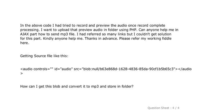 jQuery : Audio Upload to folder using PHP Jquery смотреть онлайн