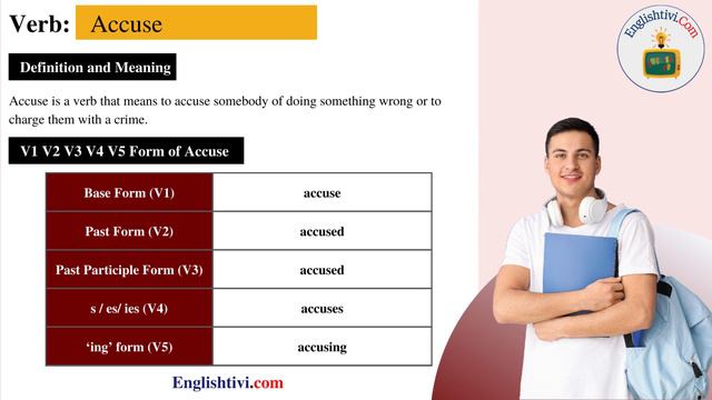 Accuse V1 V2 V3 V4 V5 Base Form, Past Simple, Past Participle Form of Accuse | Englishtivi.com смотреть онлайн