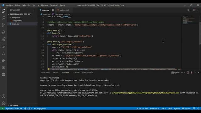 Generar un reporte CSV usando Python | Flask | Postgres y StringIO смотреть онлайн