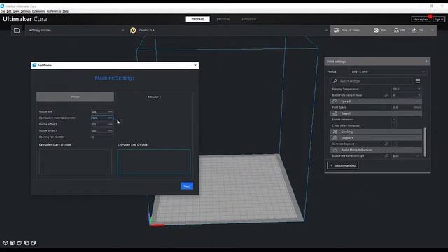 Artillery Hornet CURA Setting смотреть онлайн