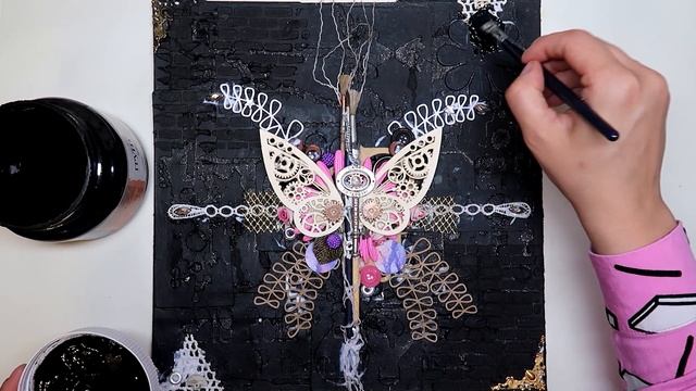 DIY | Панно микс медиа | mixed media canvas tutorial смотреть онлайн