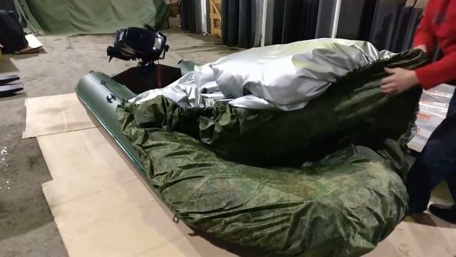 Двухсторонний стояночный тент для лодки ПВХ. смотреть онлайн