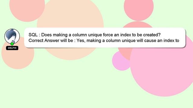 SQL : Does making a column unique force an index to be created? смотреть онлайн
