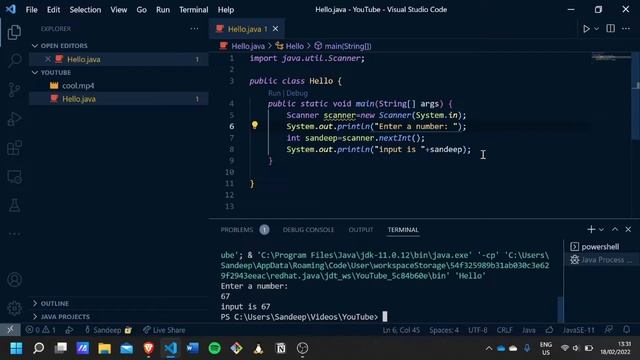 Scanner in java | Java tutorial for beginners in Vscode смотреть онлайн