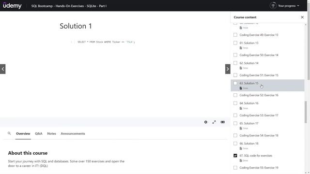 SQL Bootcamp - Hands-On Exercises - SQLite - Part I - Udemy смотреть онлайн