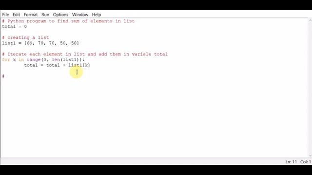 Python program to find sum of elements in list смотреть онлайн