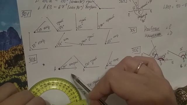 300, 301, 302, 303, 304, 305, 306 Математика 5 класс. Углы острые, тупые, прямые, развернутые смотреть онлайн