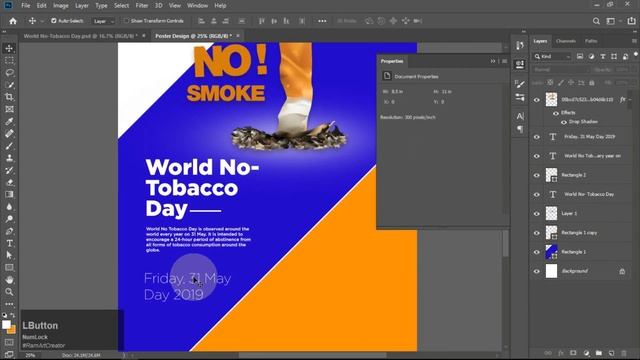 World No Tobacco Day Make Poster in Adobe Photoshop CC 2019 смотреть онлайн