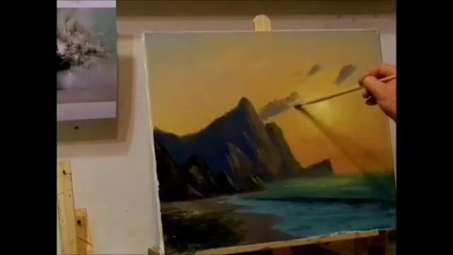 МК Закат на фоне синей горы. В.Коломиец (мастер-классы, пленэр в Крыму) смотреть онлайн