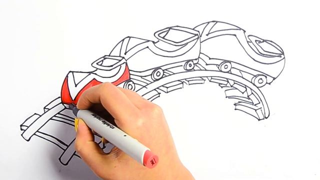 Как нарисовать американские горки с MiMi ? | Раскраски детей HD | Рисование и окраска смотреть онлайн