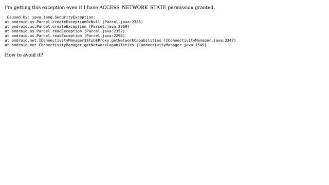 SecurityException when calling getNetworkCapabilities on Android 11 смотреть онлайн