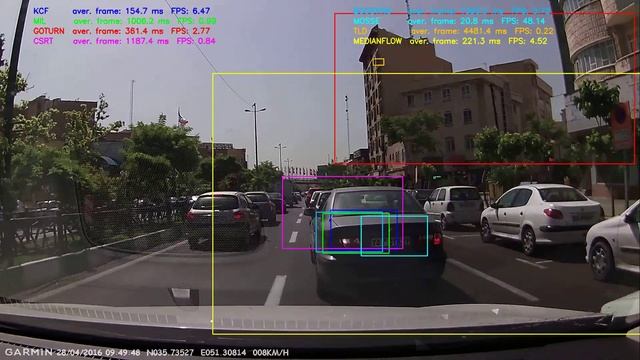 OpenCV 4.5.2 all tracking algorithms test. #2 from ##. Car tracking in city traffic. смотреть онлайн