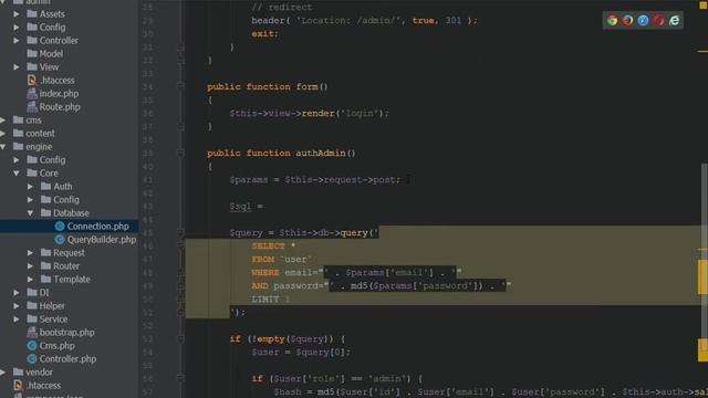 Создание CMS на php - 21 урок (Пишем авторизацию в админку часть 5) смотреть онлайн