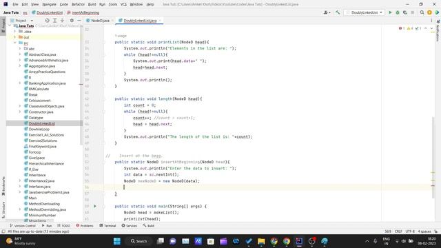 Java Tutorial - Insert at the beginning of Doubly linked list in Java смотреть онлайн