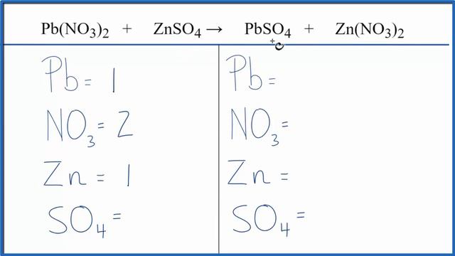 How To Balance Pb(NO3)2 + ZnSO4 = PbSO4 + Zn(NO3)2