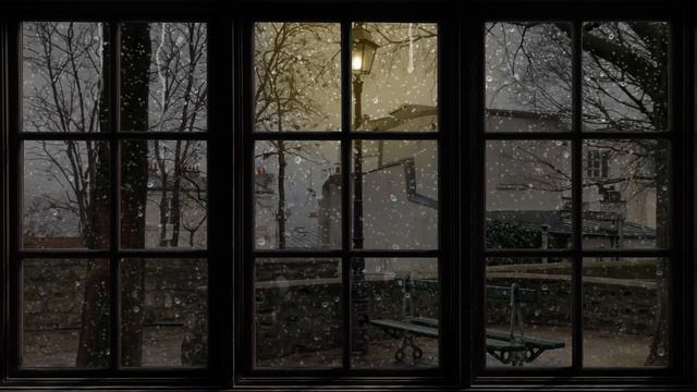 Paris at night with rain window view - Relaxation, sleep, night rain, ambience смотреть онлайн
