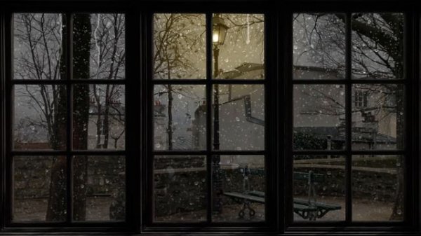 Paris at night with rain window view - Relaxation, sleep, night rain, ambience