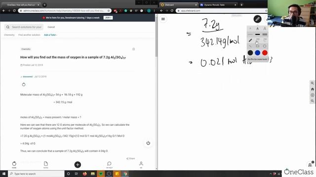 Determine the mass of oxygen in a 7.2-g sample of al2(so4)3. смотреть онлайн