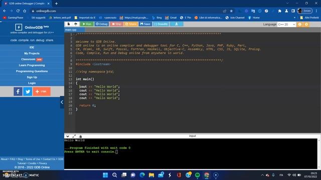 Testiamo un IDE Online смотреть онлайн