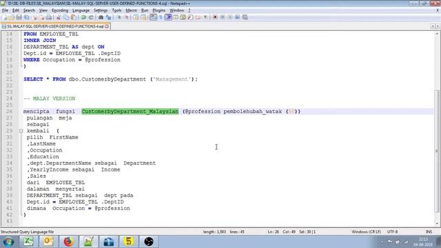 SIL_MALAY SQL SERVER USER DEFINED FUNCTION 3 смотреть онлайн