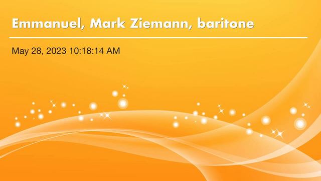 Emmanuel, Mark Ziemann, baritone смотреть онлайн