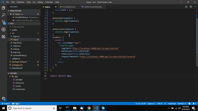 Twitter oauth with ReactJs and php + Yii2 смотреть онлайн