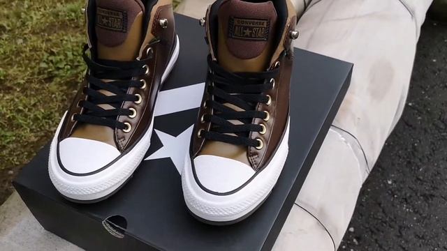 Converse Street Boot Chuck Taylor Leather Mid Dark Chocolate Black 168866C коричневые укороченные смотреть онлайн