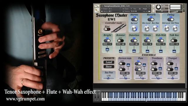 Saxophone Library For EWI And NI Kontakt. Tenor Sax, Flute, Wahwah Test