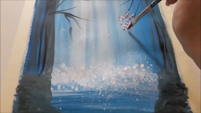 "Сказочный водопад". Рисуем гуашью. Мастер-класс. смотреть онлайн