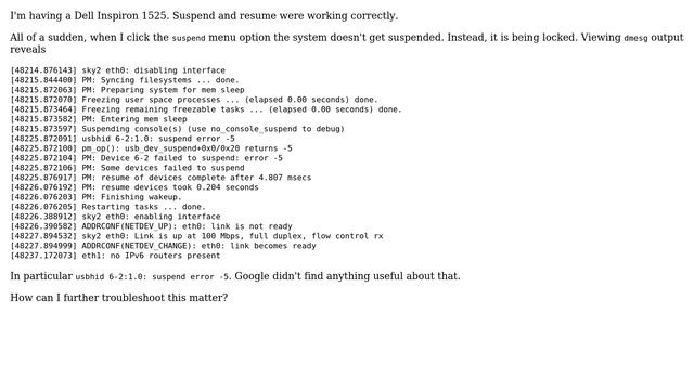 Ubuntu: suspend doesn't work on Dell Inspiron 1525 смотреть онлайн