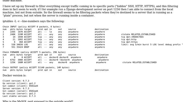 Why does a Docker container running a server expose port to the outside world even though said... смотреть онлайн