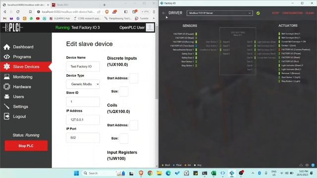 Production Line - Between Factory IO, OpenPLC Editor, OpenPLC Runtime And Node - Red.