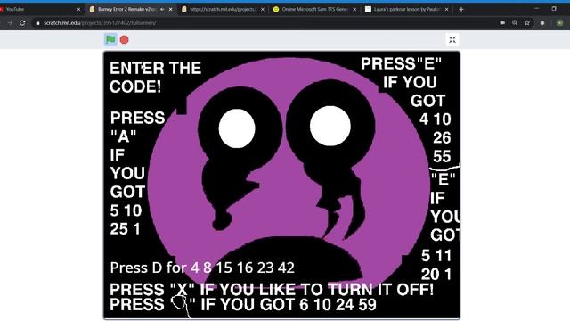 Barney Error 2 Remake v2 on Scratch By Me! (Good/Bad Ending/Turning Off/Secret) смотреть онлайн