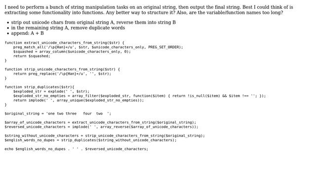 Code Review: PHP code structure for string manipulation tasks смотреть онлайн