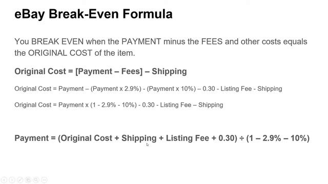 eBay Break-Even Price Formula and Excel Sheet смотреть онлайн
