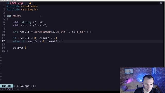 Решение задачи «112A. Петя и строки» с сайта codeforces.com на C++ смотреть онлайн