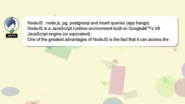 NodeJS : node.js, pg, postgresql and insert queries (app hangs) смотреть онлайн