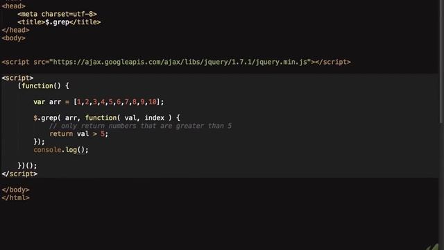 Learn jQuery - 21 jQuery grep смотреть онлайн