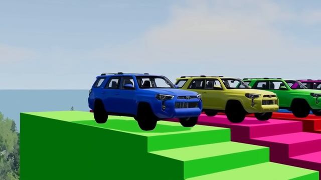 TRANSPORTING CARS & FRUITS WITH COLORED JOHN DEERE Vs CLAAS Vs FENDT TRACTORS - BeamNG.drive #73