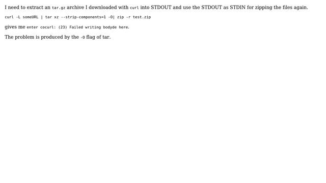 Ubuntu: Extract tar.gz to STDOUT and zip STDOUT смотреть онлайн