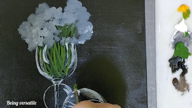How to Paint White Daisies in Glass // Step_by_Step Acrylic Painting For Beginners смотреть онлайн