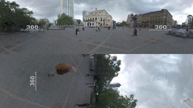 360 VR City view with Opernplatz and Alte Oper. Frankfurt, Germany смотреть онлайн