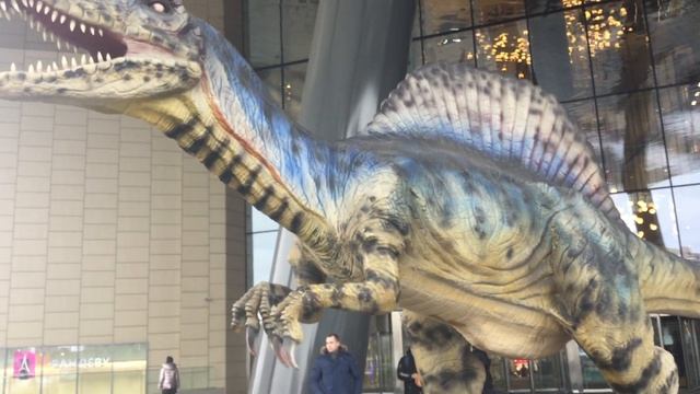 ТРЦ «КАШИРСКАЯ ПЛАЗА». У Главного входа установили огромные экспонаты динозавров. Москва. смотреть онлайн