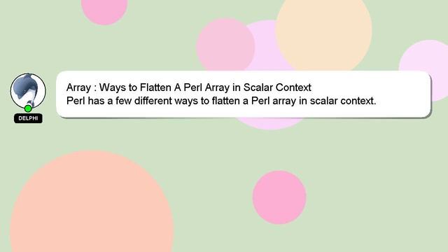 Array : Ways to Flatten A Perl Array in Scalar Context смотреть онлайн